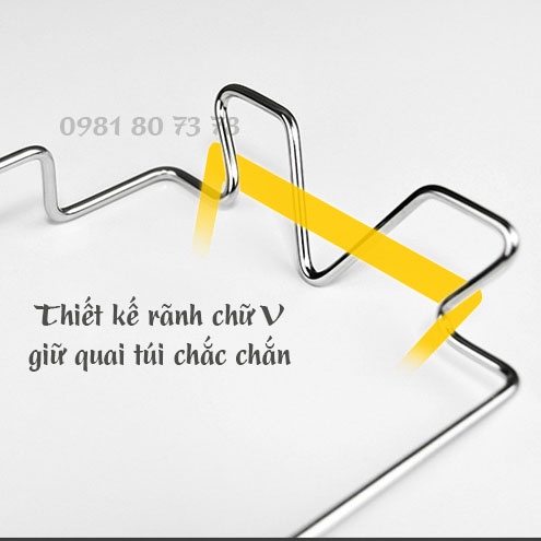 Giá treo túi đựng rác inox 304, kệ inox dán tường chịu lực-SG