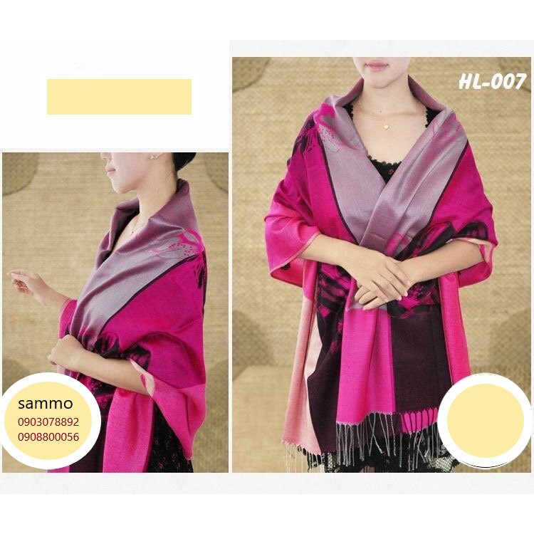 Khăn Choàng Cổ  Lụa 2 Mặt Pashmina