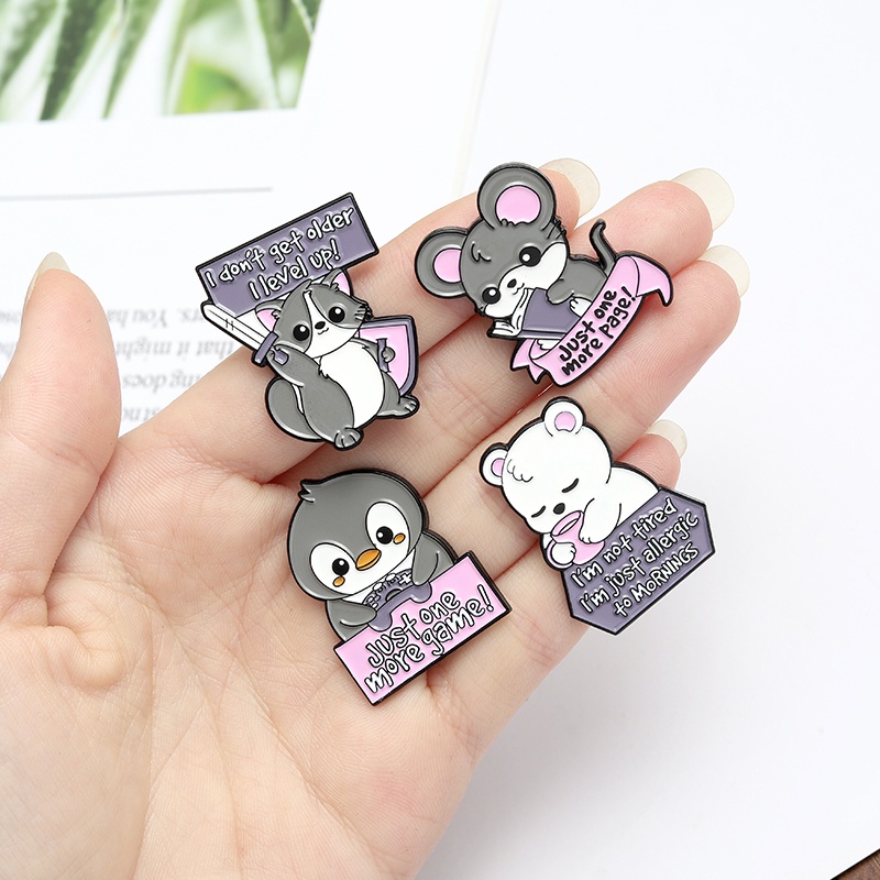 Ghim cài áo QIHE JEWELRY hình động vật hoạt hình đáng yêu