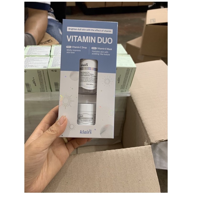 Bộ dưỡng trắng da mờ thâm Dear Klairs Vitamin C - Vitamin E Duo Trial Kit Auth Hàn Quốc