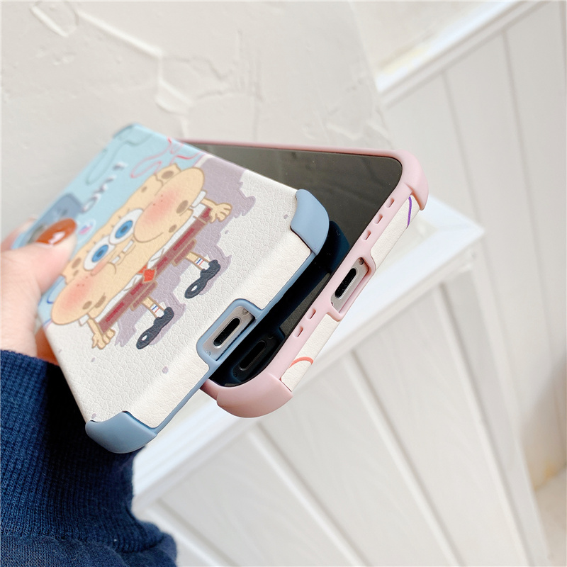 Ốp điện thoại da họa tiết hoạt hình Spongebob cho Iphone 12 11 Pro Max X Xr 7 8 6 Plus | BigBuy360 - bigbuy360.vn