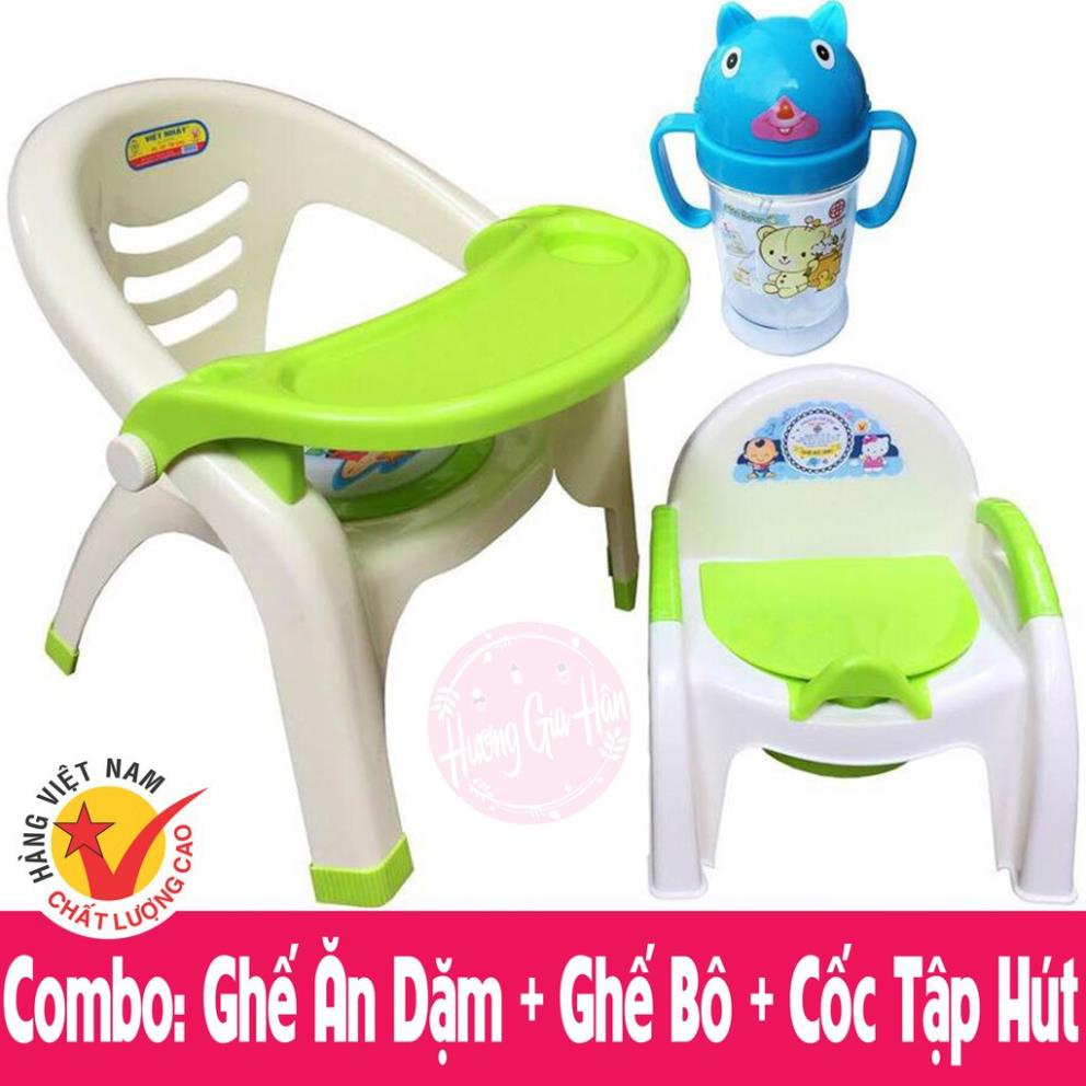 Combo 3 món Ghế ăn dặm, Ghế Bô, Cốc tập hút nước cho Bé - Made in Việt Nam [Thanh Mai Shop]