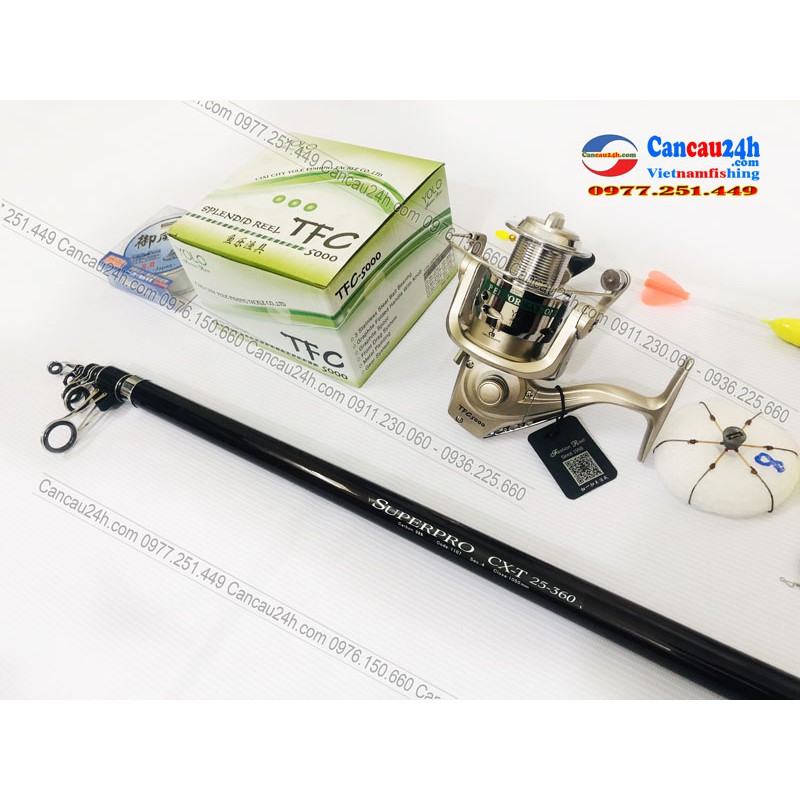 Bộ cần câu lục Superpro CXT 360-390-420 + Máy câu cá Yolo TFC5000