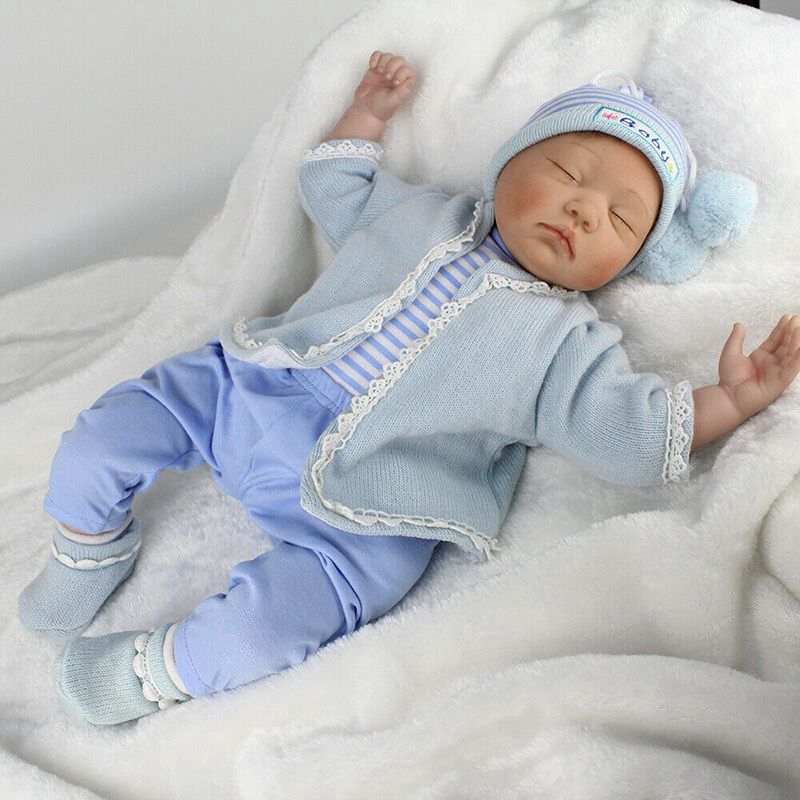 22 "Búp bê sơ sinh Baby Silicone thực tế Cậu bé sơ sinh + Quần áo