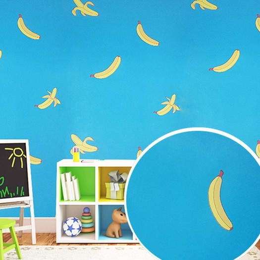 Decal giấy dán tường quả chuối vàng