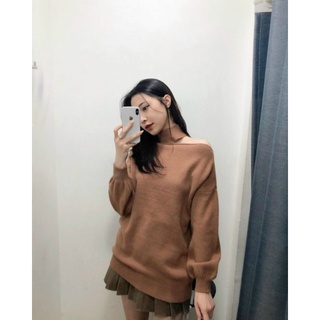 Áo len hở vai một bên hàng QC