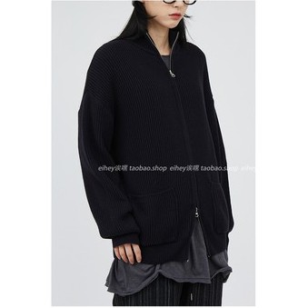 Áo khoác Enoise dây kéo có cổ len dệt Unisex style Hàn Quốc