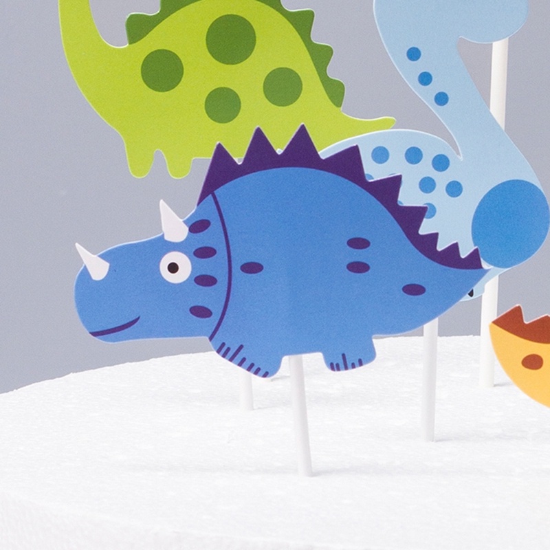 Set 9 Que Cắm Trang Trí Bánh Kem Hình Khủng Long Hoạt Hình