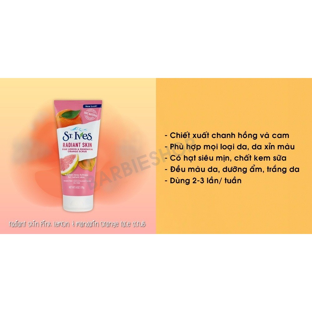 Tẩy tế bào chết St.Ives Scrub đến từ Mỹ đủ vị trà xanh, lúa mạch, mơ