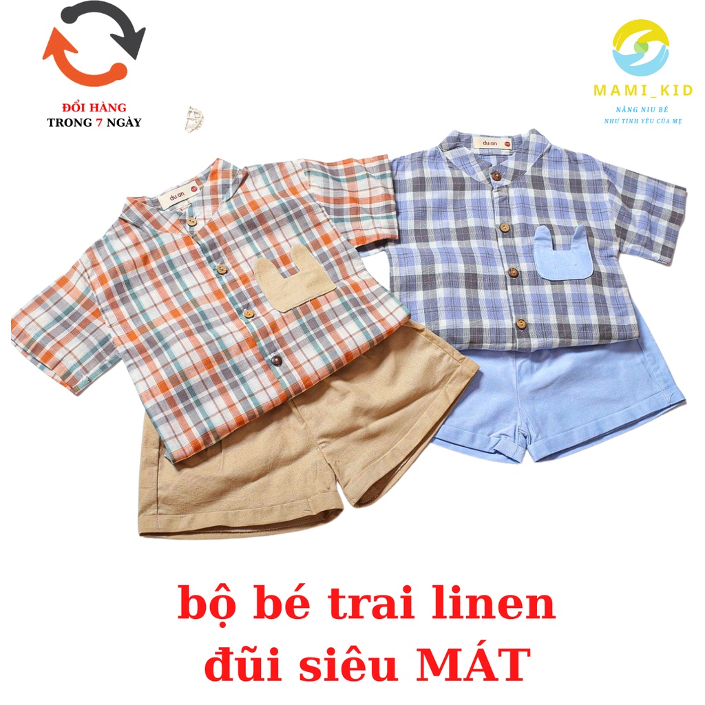 bộ quần áo bé trai SÀNH ĐIỀU 12-25KG, chất đũi linen mát, mamikid