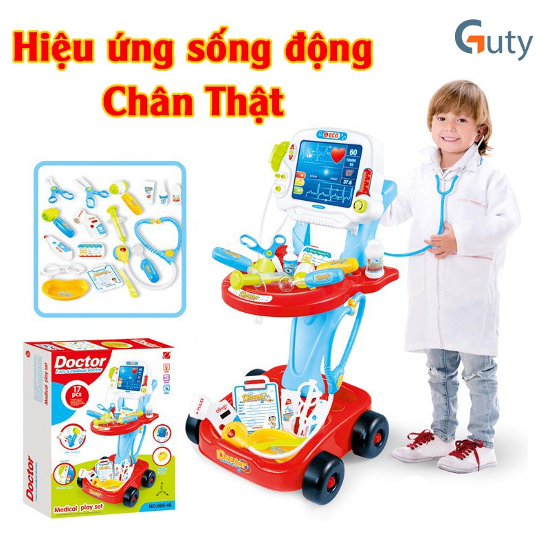 Đồ chơi tập làm bác sĩ 17 chi tiết, bộ đồ chơi nhập vai bác sĩ hiệu ứng sống động, chân thật, định hướng nghề nghiệp