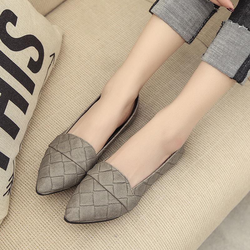 SWEETC Thời trang giày da kẻ sọc phong cách Hàn Quốc giày da mũi nhọn xu hướng giày bệt | BigBuy360 - bigbuy360.vn