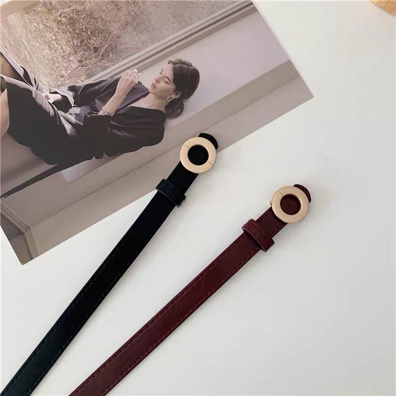 Thắt lưng mảnh bản nhỏ mặt tròn, belt váy da xinh bản 1.8cm TL409 - Thắt Lưng Giá Tốt