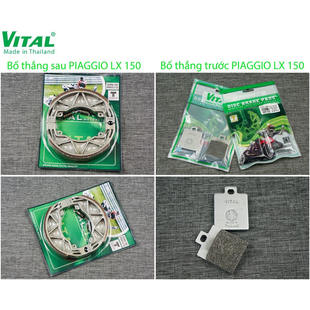 Bố thắng sau + trước PIAGO LX 150, LIBERTY 150 hiệu VITAL - Má phanh xe máy, bố thắng đĩa VITAL chính hãng Thái Lan