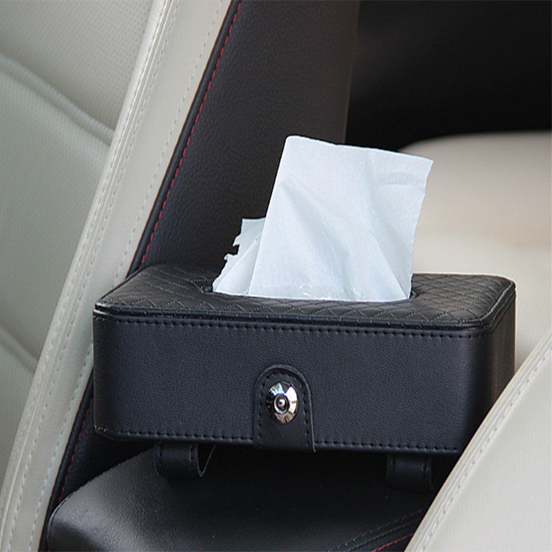Hộp đựng khăn giấy trên ô tô bằng da cao cấp, hộp khăn giấy ô tô
