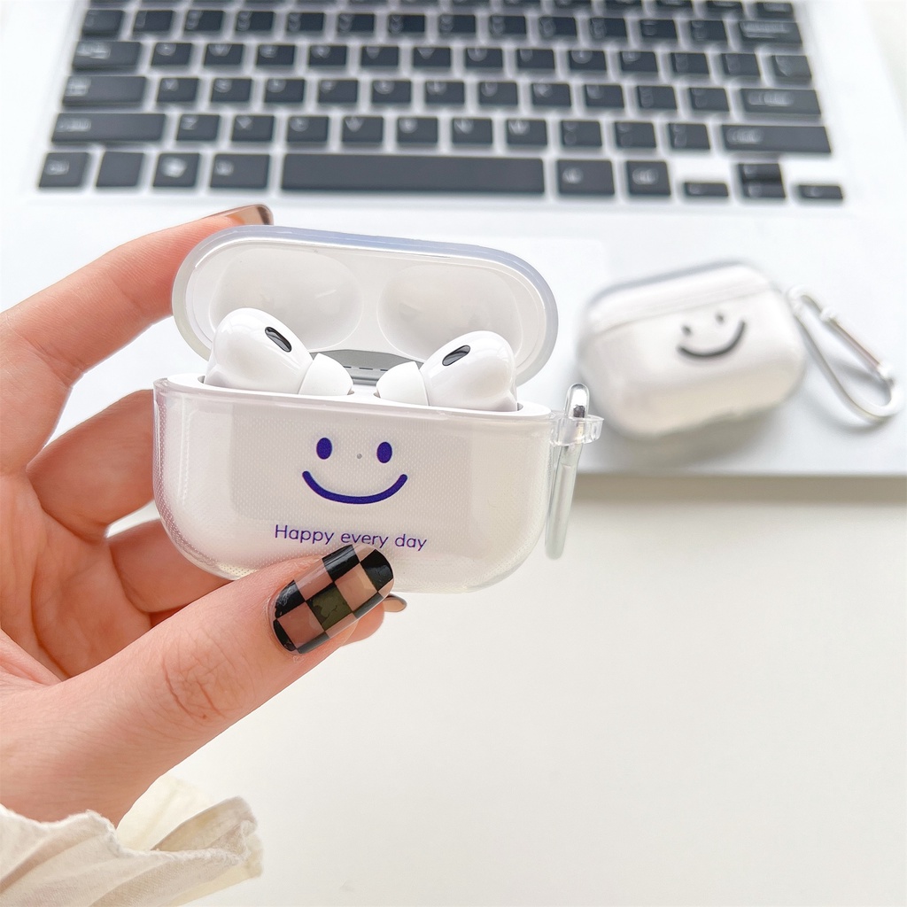 Vỏ Bảo Vệ Hộp Đựng Tai Nghe Airpods pro 2 2022 Kết Nối Bluetooth Không Dây Bằng TPU Trong Suốt Hình Mặt Cười