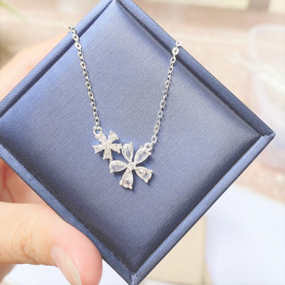 Dây chuyền bạc hình hoa 5 cánh, Vòng cổ chất liệu bạc ta sang trọng nữ tính - Trang sức bạc Evasilver