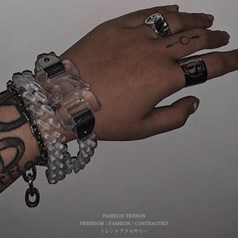 Vòng Cổ Nhựa PVC Trong Suốt Đa Năng Phong Cách Hiphop Đường Phố Cho Nam Nữ