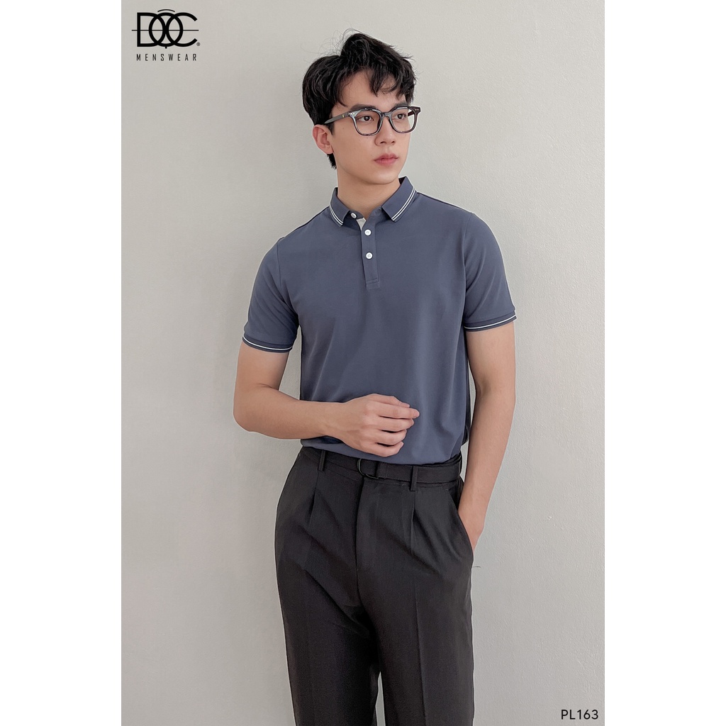 Áo Polo nam cao cấp Độc menswear phối màu đen trắng đường kẻ sang trọng phong cách Hàn Quốc - PL163