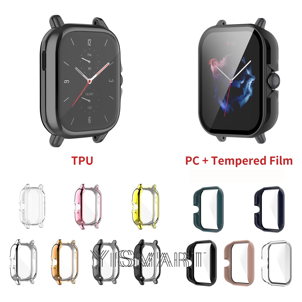 Phù Hợp Vỏ PC + Kính Cường Lực Bảo Vệ Toàn Diện Cho Đồng Hồ Amazfit Gts3