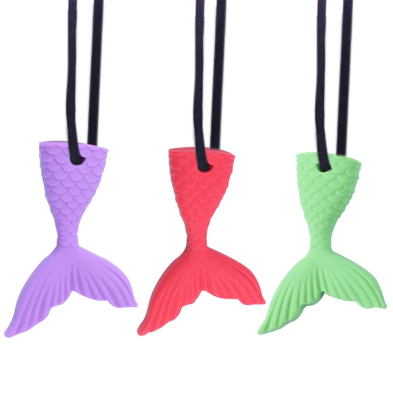 Vòng Cổ Lục Lạc Hình Đuôi Cá Bằng Silicone Có Thể Nhai Được Cho Bé Sơ Sinh