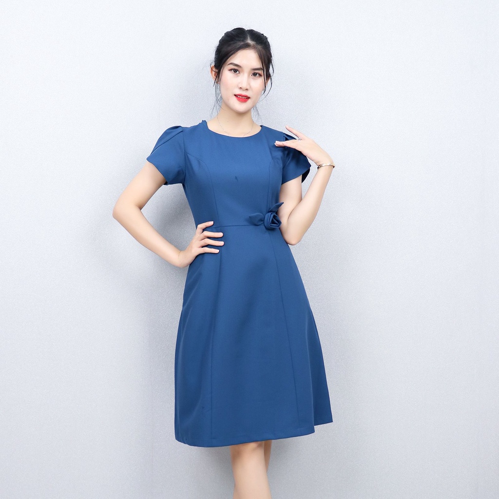 Đầm Xòe Công Sở Sang Trọng Bigsize AMYRA , Thiết Kế Dáng Xòe Đính Hoa Có Túi Cao Cấp Phù Hợp Đi Làm Đi Tiệc DA003