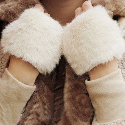 Găng tay hở ngón MÀU GHI - Phủ lông cực ấm áp và Sang Choảnh