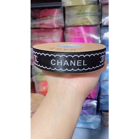 Ruy Băng Lụa Chữ Chanel Bọc Hoa, Gói Quà, Trang Trí Bánh Sinh Nhật Bản 2,5cmx45m