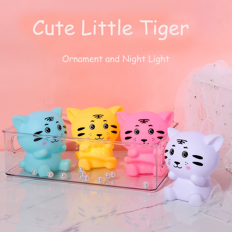 Đèn Ngủ Bóng LED 3D Hình Hổ Hoạt Hình Sáng Tạo Trang Trí Phòng Ngủ/Phòng Bé Có Nút Nguồn Pin