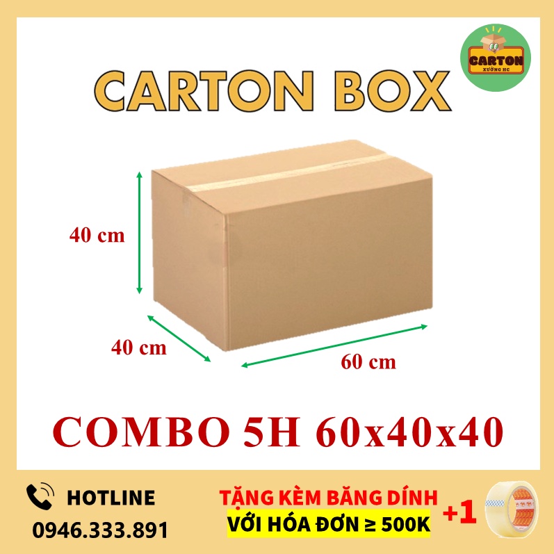 [SỈ/LẺ] (60x40x40) (5 lớp) COMBO 5 Hộp Carton Giá Rẻ, Thùng Carton Đóng Hàng chỉ từ 599đ/h