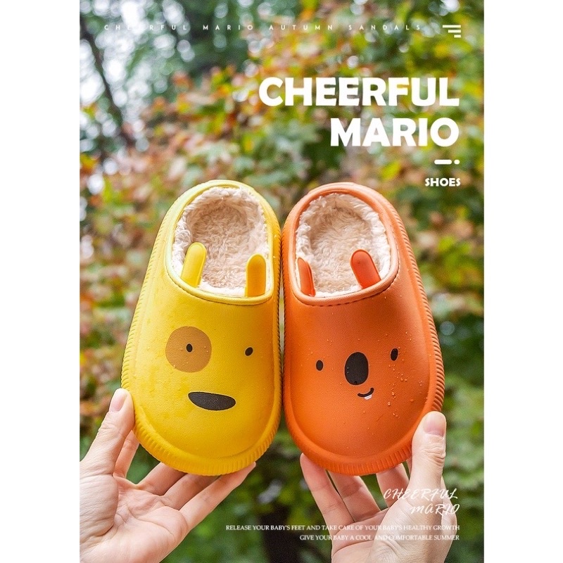 Dép đi trong nhà cho bé Cheerful Mario, dép sục lót lông cho bé trai bé gái siêu nhẹ chống trơn trượt chính hãng SBM