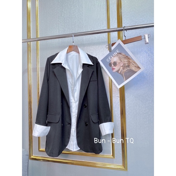 Set vest+sơ mi trắng