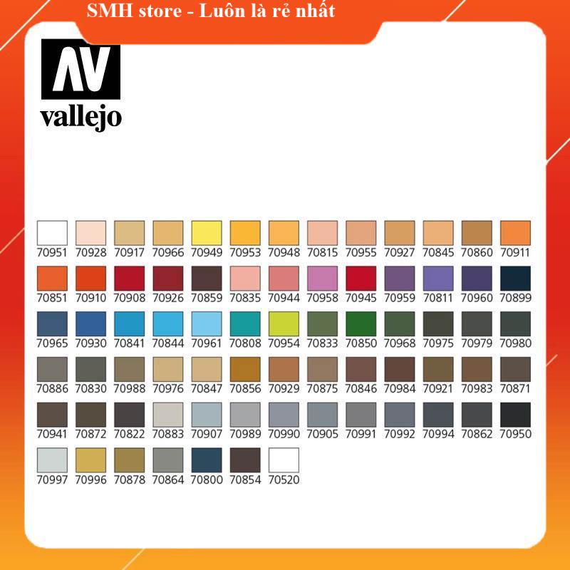 Bộ màu sơn mô hình cao cấp vallejo 70175 - 72 màu cơ bản và 3 cọ.