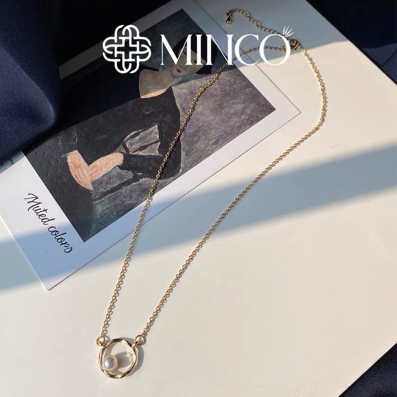 Dây chuyền nữ mặt phối hạt ngọc trai nhân tạo Minco Accessories Vòng cổ Nữ phong cách tiểu thư DT123