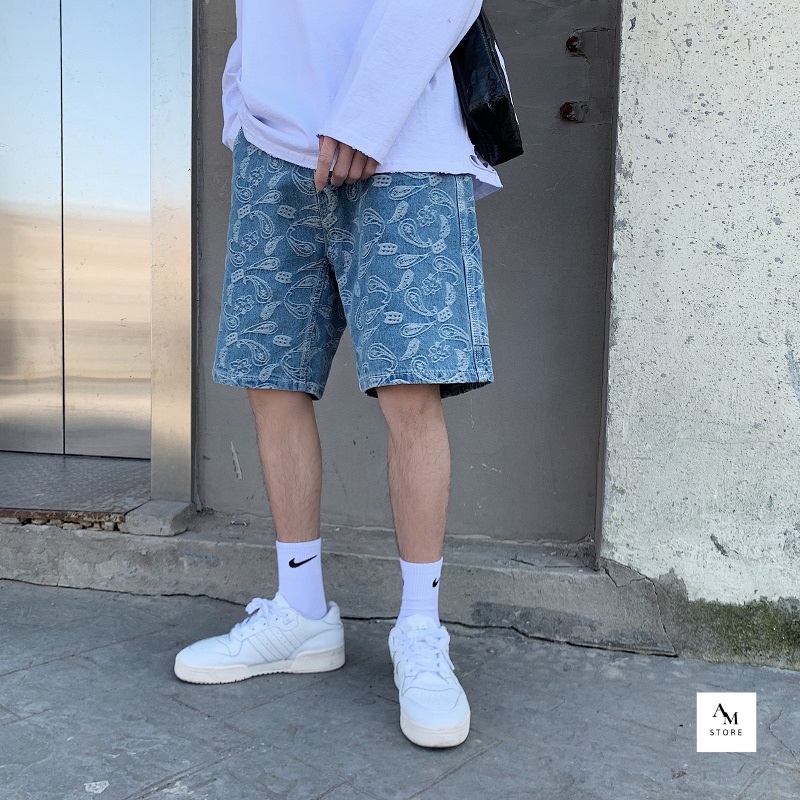 Quần Đùi Nam Nữ Phong Cách Hàn Quốc, Quần Short Unisex Họa Tiết Paisley