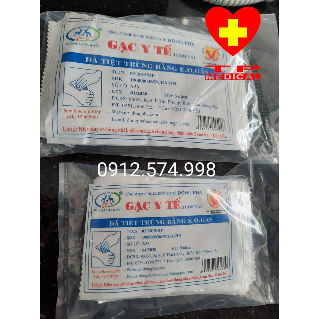 Gạc y tế tiệt trùng Đông Pha 5x6/8x9cm