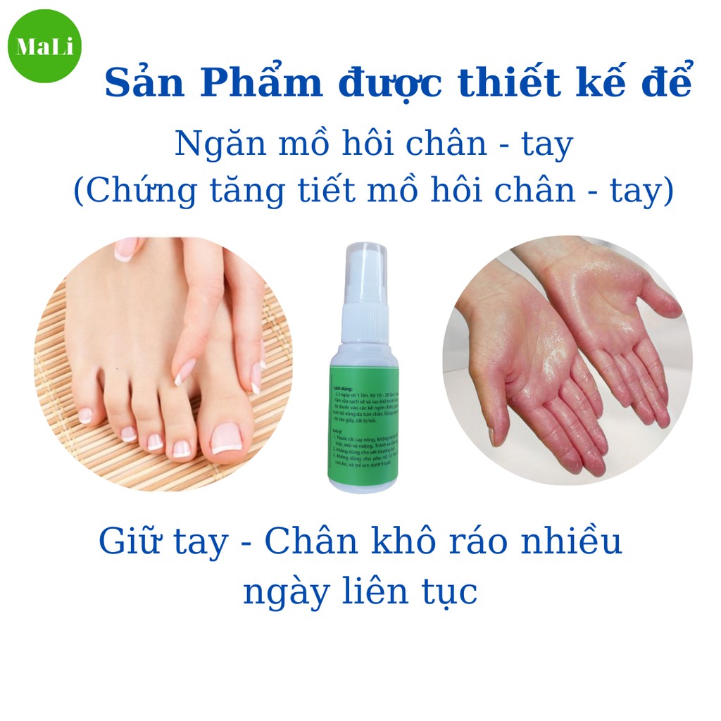 Xịt loại bỏ mùi hôi và mồ hôi chân, tay, giày, tất MaLi 30ml/1 lọ