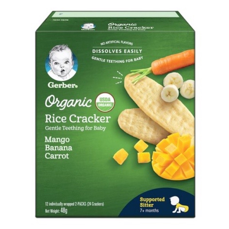 Bánh gạo hữu cơ ăn dặm Gerber Organic Date T6 2023