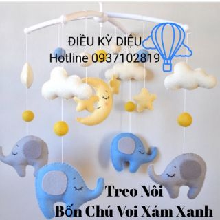 Treo nôi bốn chú voi xám xanh