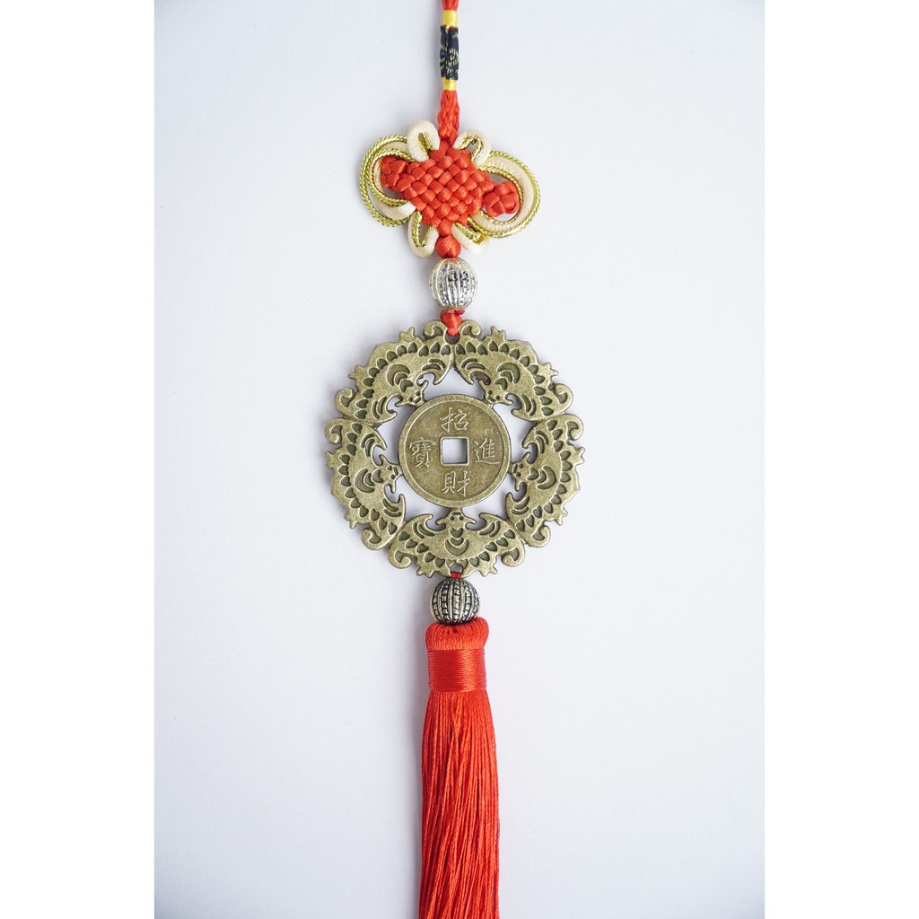 Dây treo đồng xu Ngũ Phúc Lâm Môn treo cửa nhà, treo xe tài lộc, may mắn, bình an