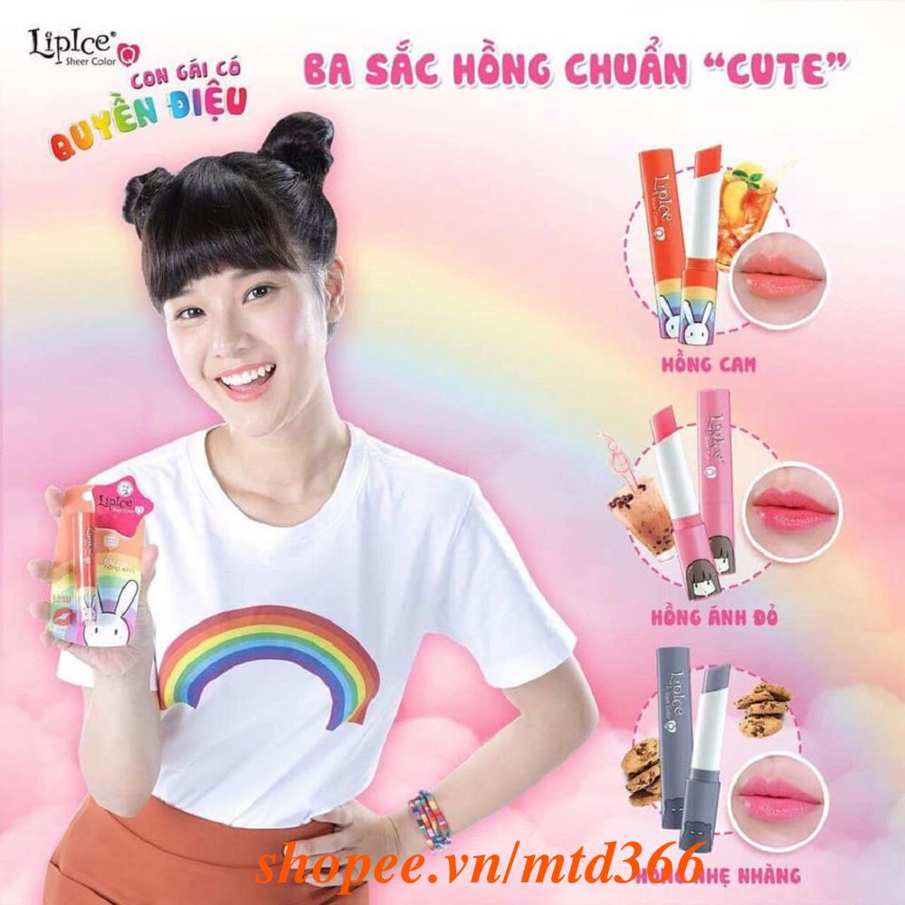 Son Dưỡng Môi Có Màu LipIce Sheer Color Q phiên bản Thỏ 7 màu ( HỒNG TỰ NHIÊN ) Hương Trà Đào