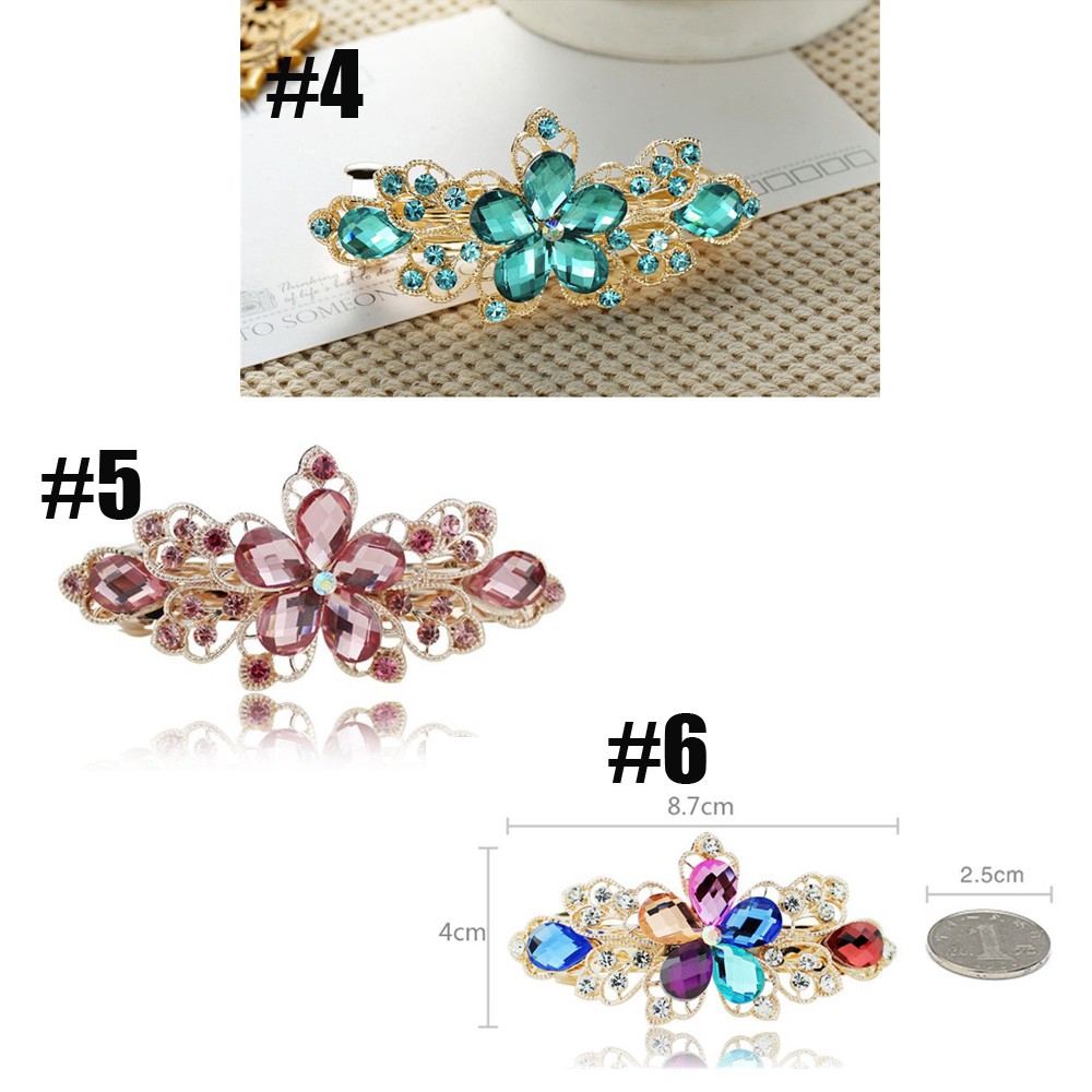 Kẹp Tóc Hoa Đính Đá Pha Lê Màu Sắc Lấp Lánh