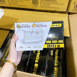 Hộp 35 cái Khẩu Trang Perfetta Ultra 4 lớp (có logo)