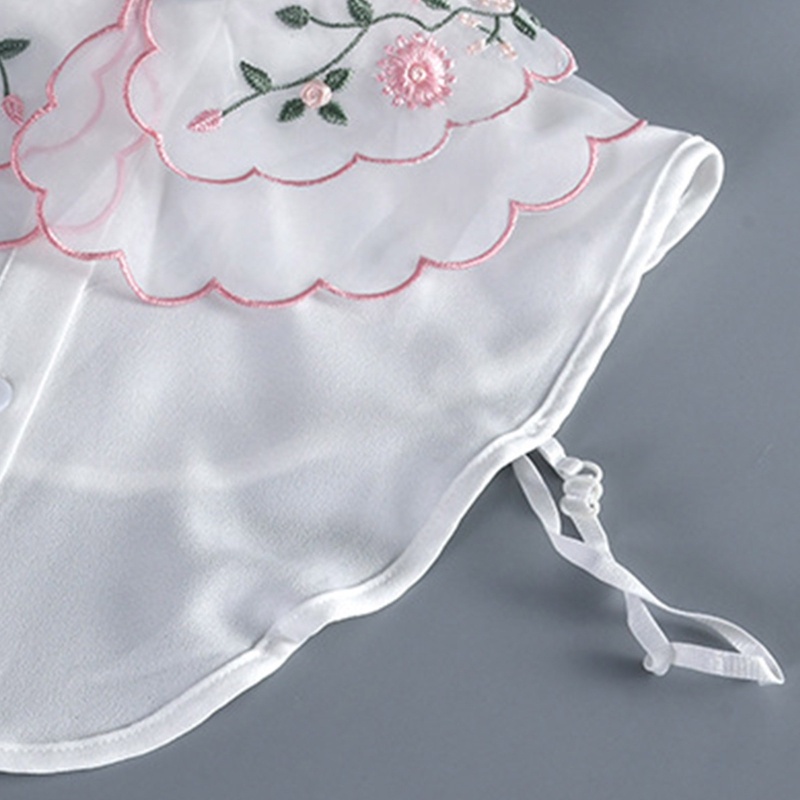 Áo Sơ Mi Lửng Cổ Bẻ Thêu Hoa Có Thể Tháo Rời Thời Trang Cho Nữ