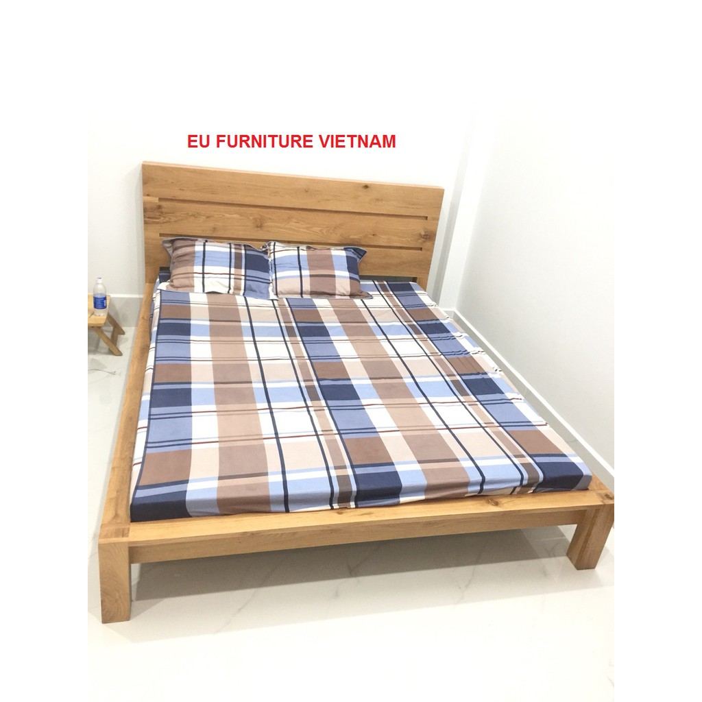 Giường ngủ gỗ sồi 3 nan ngang 1m6x2m