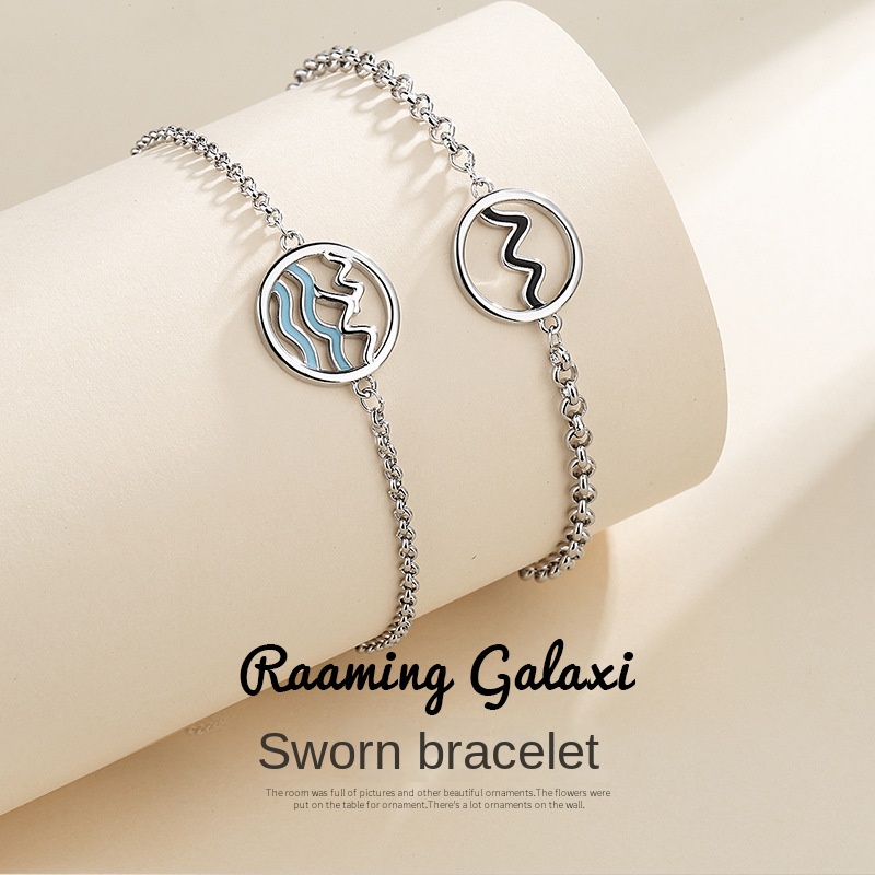 Cặp Vòng Tay Mặt Tròn Hình Núi Biển Thời Trang Cho Cặp Đôi