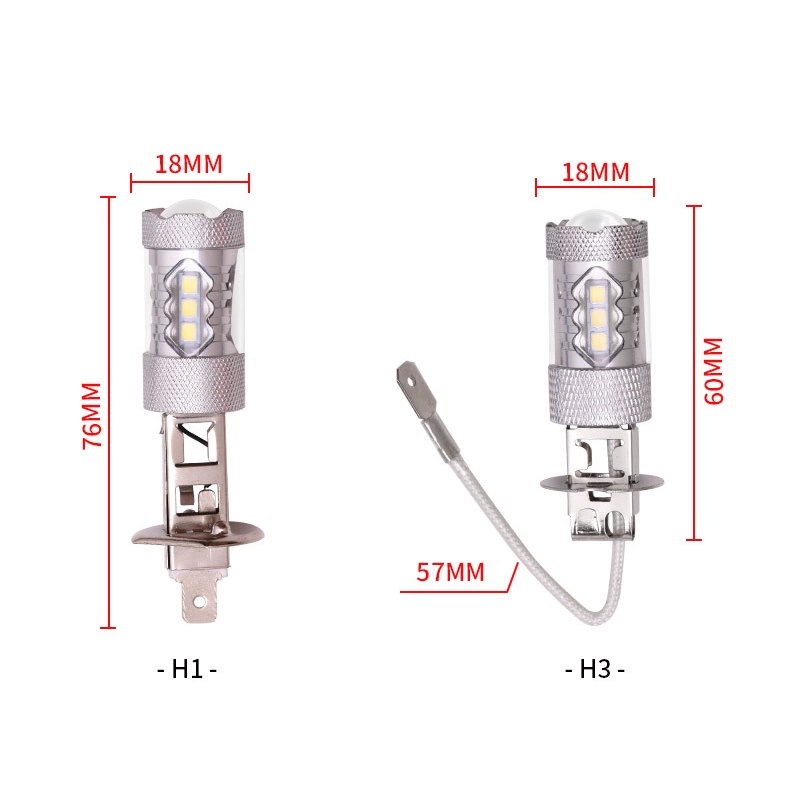 Đèn chân H1, H3, H8, H11, 9005, 9006 gắn đèn sương mù, đèn hậu cho ô tô xe máy bằng LED 80W chip 2835