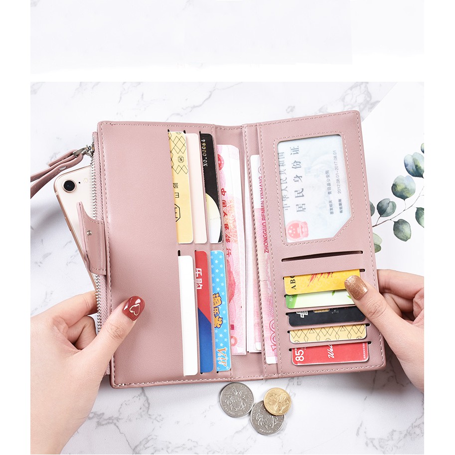 Ví nữ cầm tay dáng dài đẹp FOREVER FOR YOU nhiều ngăn thời trang cao cấp đựng tiền giá rẻ LUVADO VD306 | BigBuy360 - bigbuy360.vn