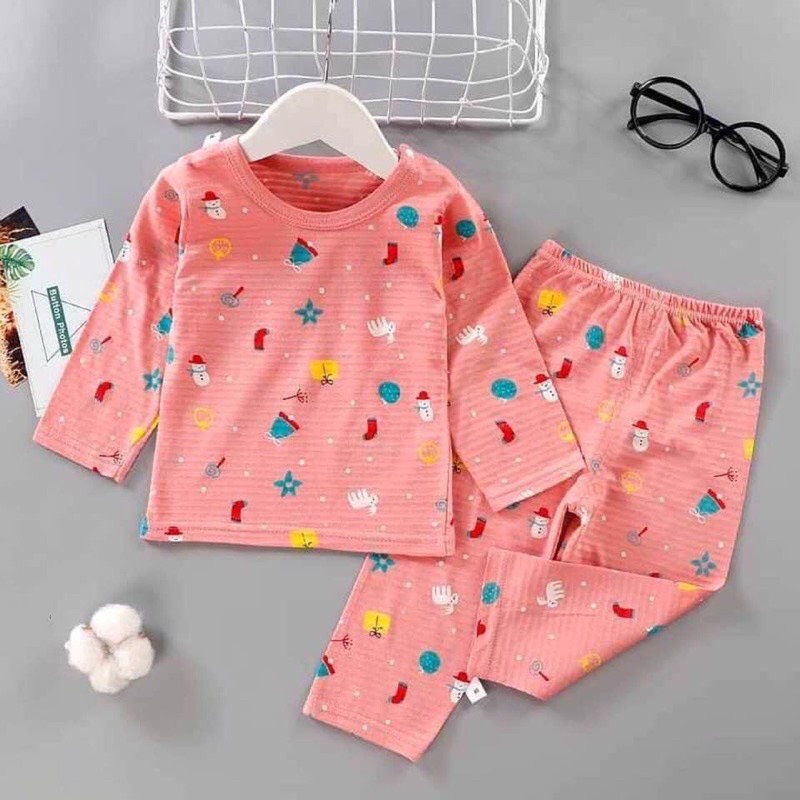 BỘ THU ĐÔNG DÀI CHẤT COTTON SỢI TRE QUẢNG CHÂU XUẤT HÀN CHO BÉ GÁI