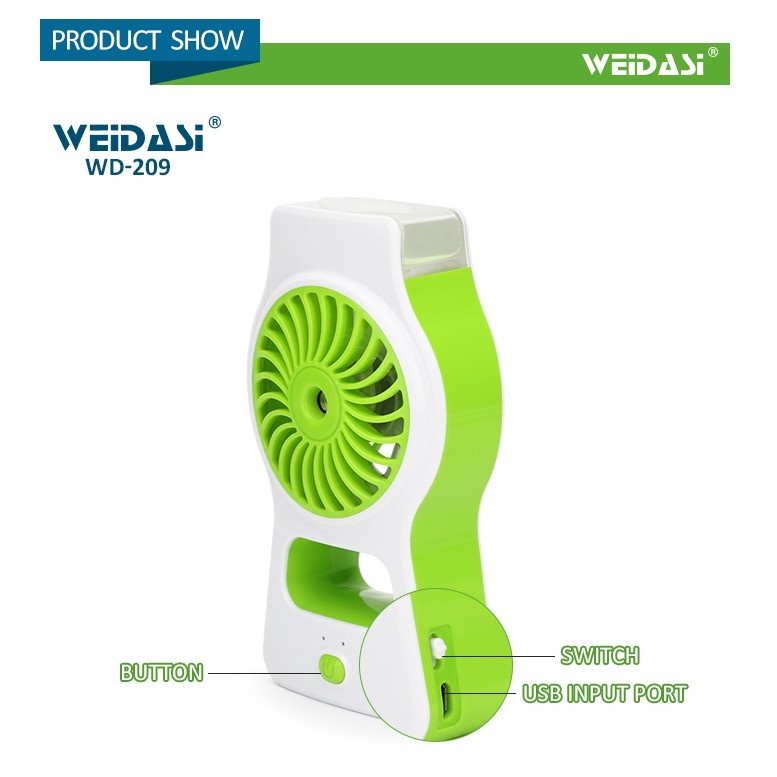 Quạt Mini Phun Sương Weidasi Wd-209 Cầm Tay, Để Bàn